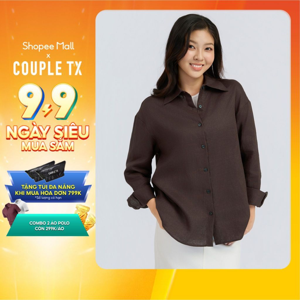 Áo Sơ Mi Nữ Tay Dài Couple TX Basic Chất Liệu Vải Linen Cao Cấp Thời Trang, Thanh Lịch, Sang Trọng Form Rộng WBL 2036