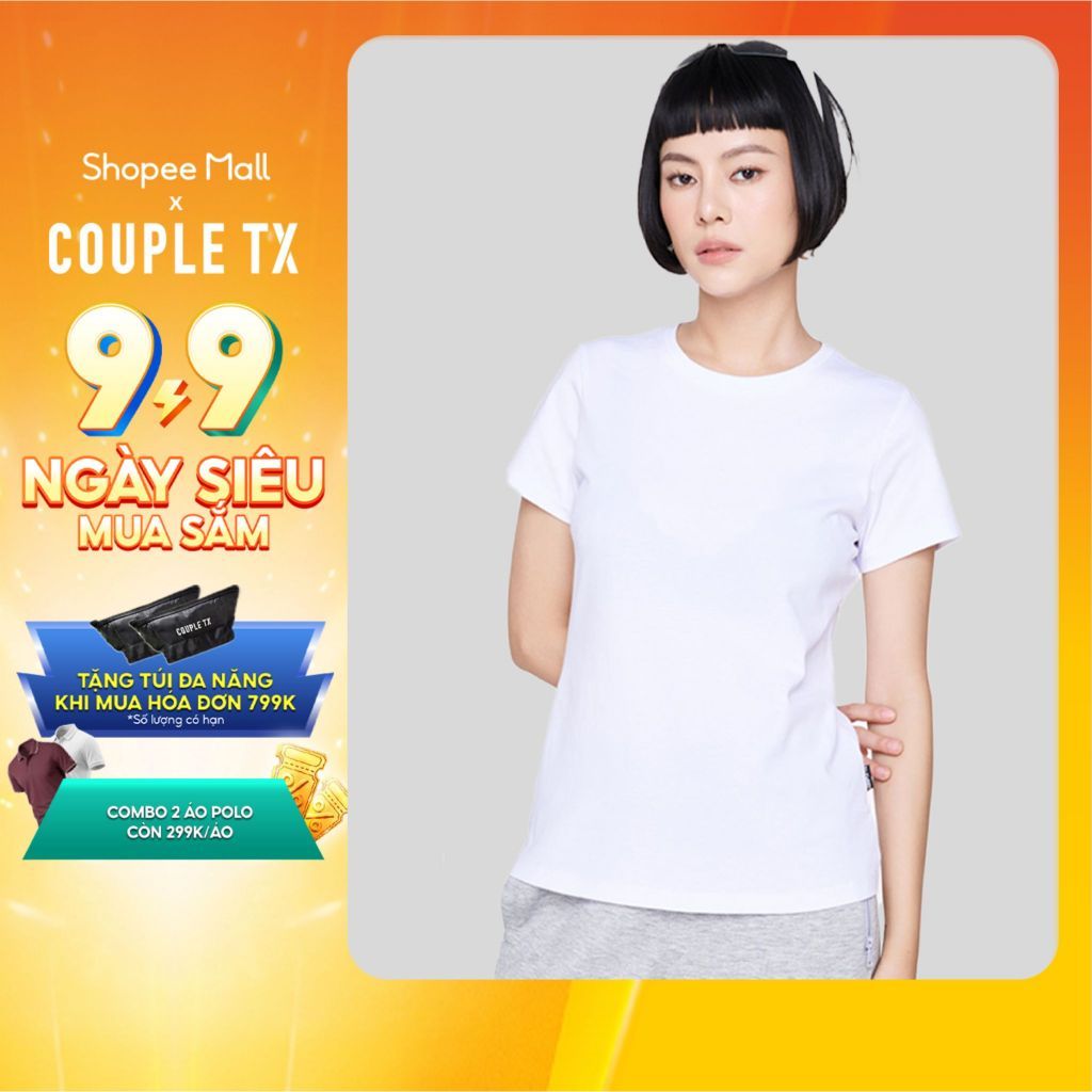 Áo Thun Nữ Couple TX Cổ Tròn Basic Vải Đốm Form Slim Ôm WTS 2375
