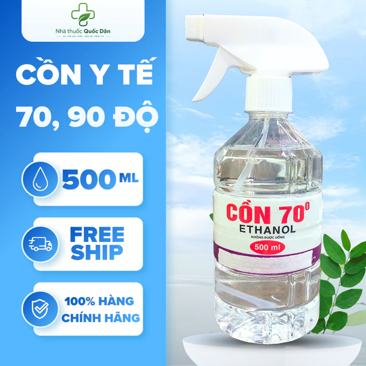 Cồn Y Tế - Dung Dịch Xịt Khuẩn 70, 90 Độ, Sát Khuẩn Đồ Vật Dùng Trong Nail, Spa, Y Tế 500ml