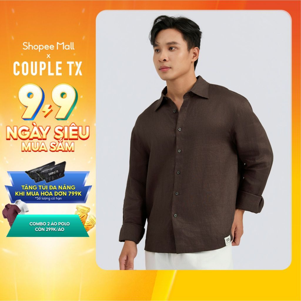 Áo Sơ Mi Nam Tay Dài Couple TX Vải Linen Cao Cấp SS26 Form Rộng MSH 1035