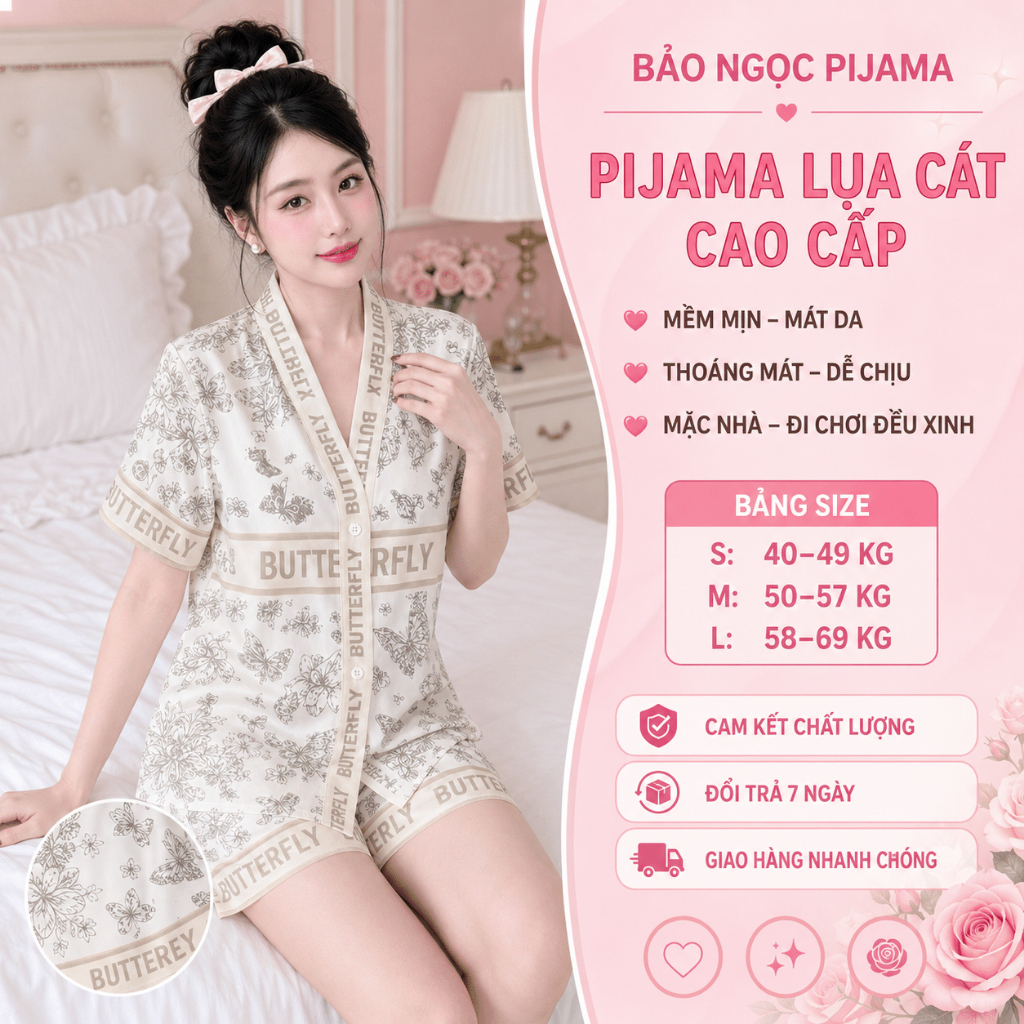 [MẪU HÈ] Tổng Hợp Set Đồ Ngủ Pijama Lụa Cát Thiết Kế Quần Cộc Áo Cộc Sang Trọng Form Dáng Chuẩn Xinh