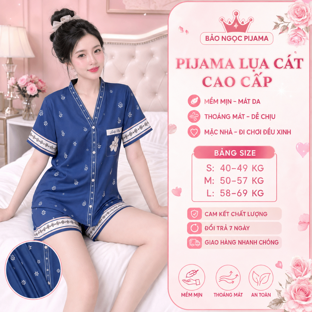 [MẪU HÈ] Bộ Pijama Lụa Cát Cộc Tay Siêu Mát Mướt Đồ Ngủ Nữ Mùa Hè Thanh Lịch Trẻ Trung