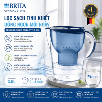 Bình Lọc Nước BRITA 3.5L, Nhập Đức, BH 12 Tháng, Shop Hàng Đức