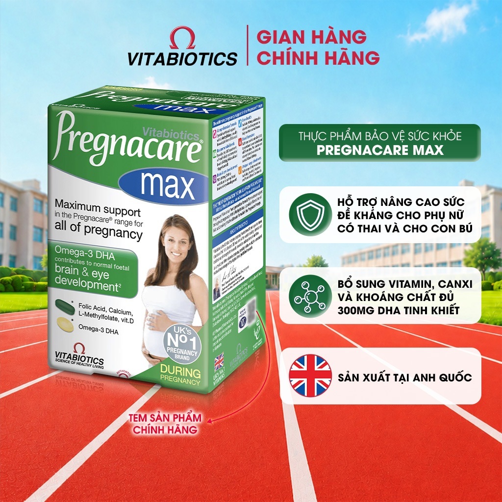 TPBVSK Vitabiotics PREGNACARE MAX chứa Canxi, Sắt, 5-MTHF, DHA, Cho Phụ Nữ Mang Thai & Cho Con Bú, 84 viên