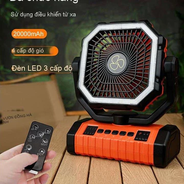 Quạt Sạc Dự Phòng 20000mAh, Gió Mạnh, Tự Động Đảo Chiều, Có Remote, Đèn LED, Tiện Lợi Quạt điện không lo mất điện
