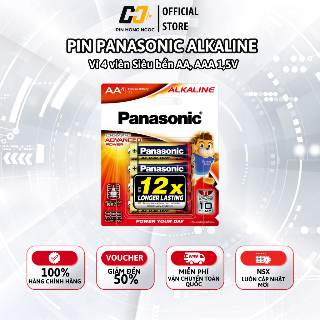 Vỉ 4 Viên Pin AA/AAA 1,5V Panasonic Alkaline Hàng Chính Hãng