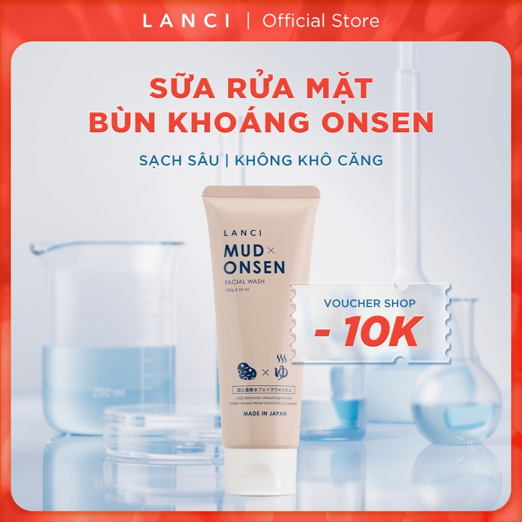 Sữa Rửa Mặt Bùn Khoáng Onsen LANCI - làm sạch sâu, không khô căng, dưỡng da mềm ẩm 100g