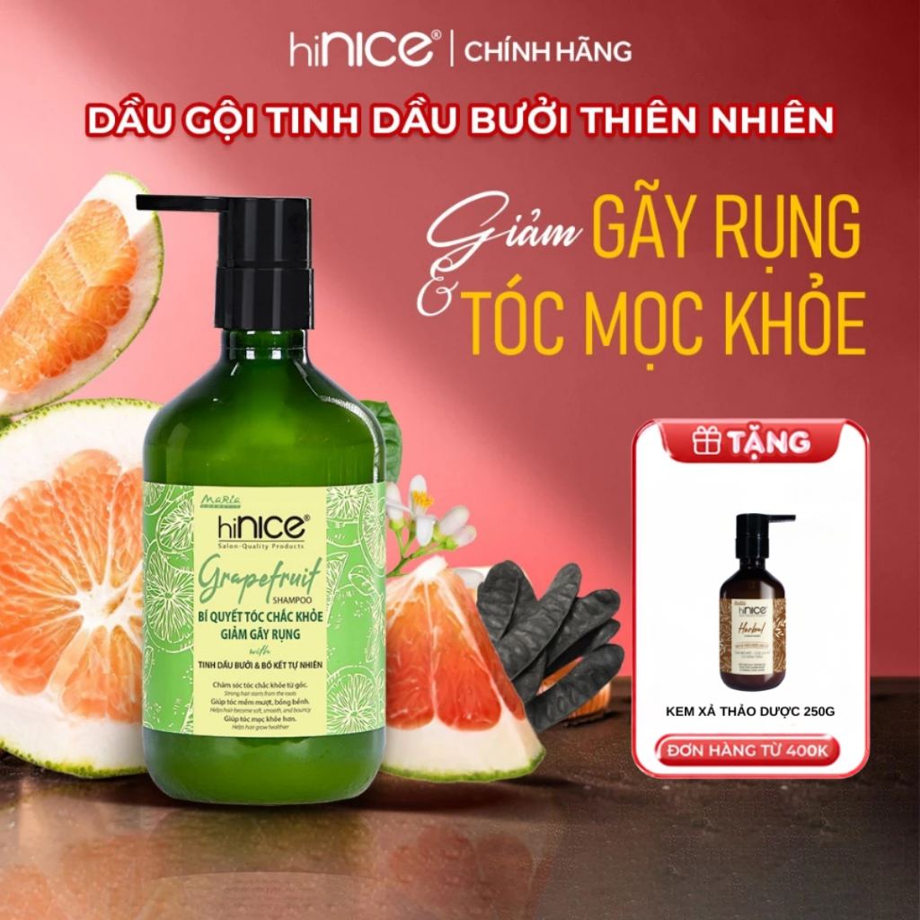 Dầu Gội Tinh Dầu Bưởi & Bồ Kết Thiên Nhiên hiNICE Grapefruit Shampoo Dành Cho Tóc Gãy Rụng