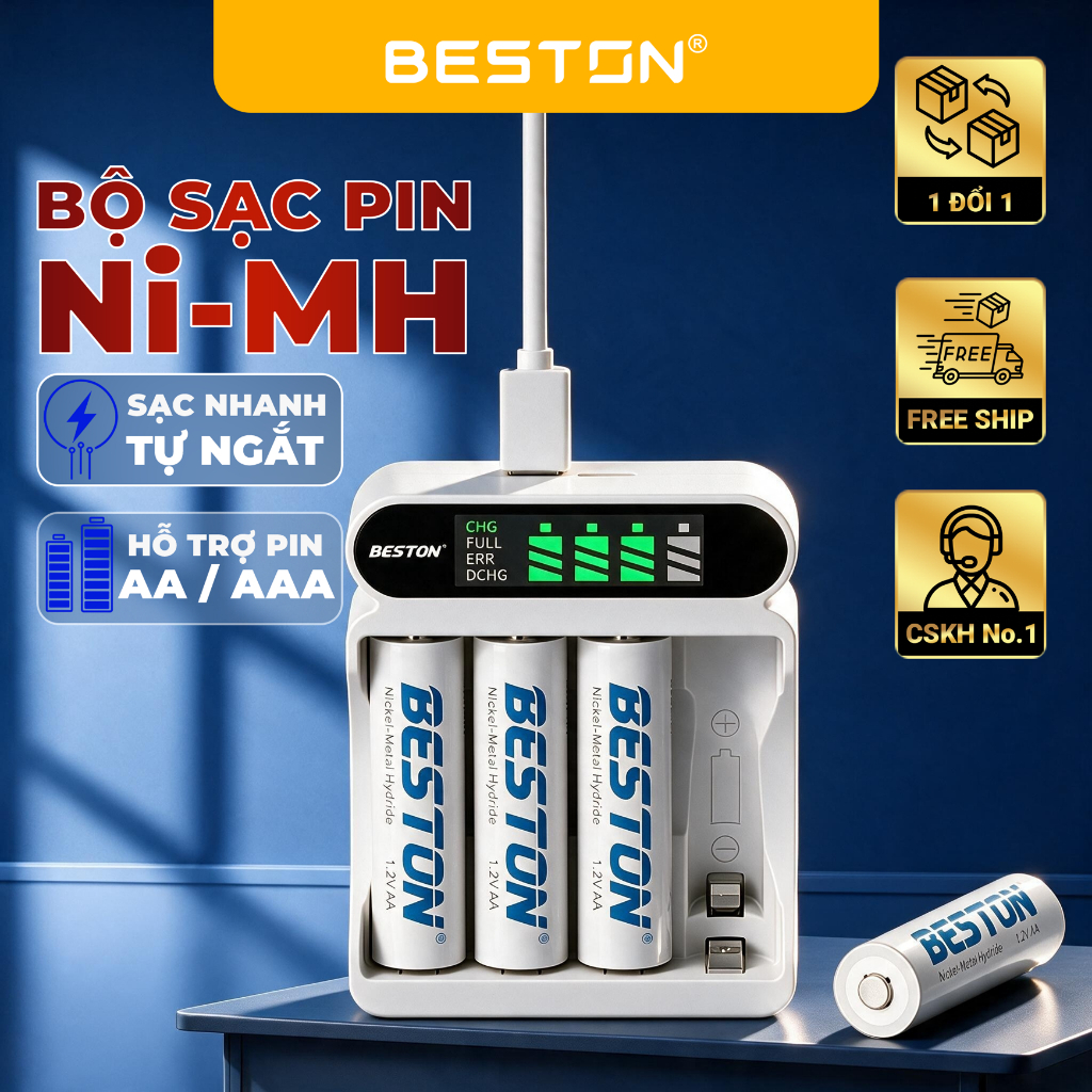 Pin Sạc 18650 3.7V Beston Dung Lượng Thực đến 3300mAh (Đầu nhọn, đầu bằng) , dùng cho đèn pin, tông đơ – ảnh mô tả chi tiết 4