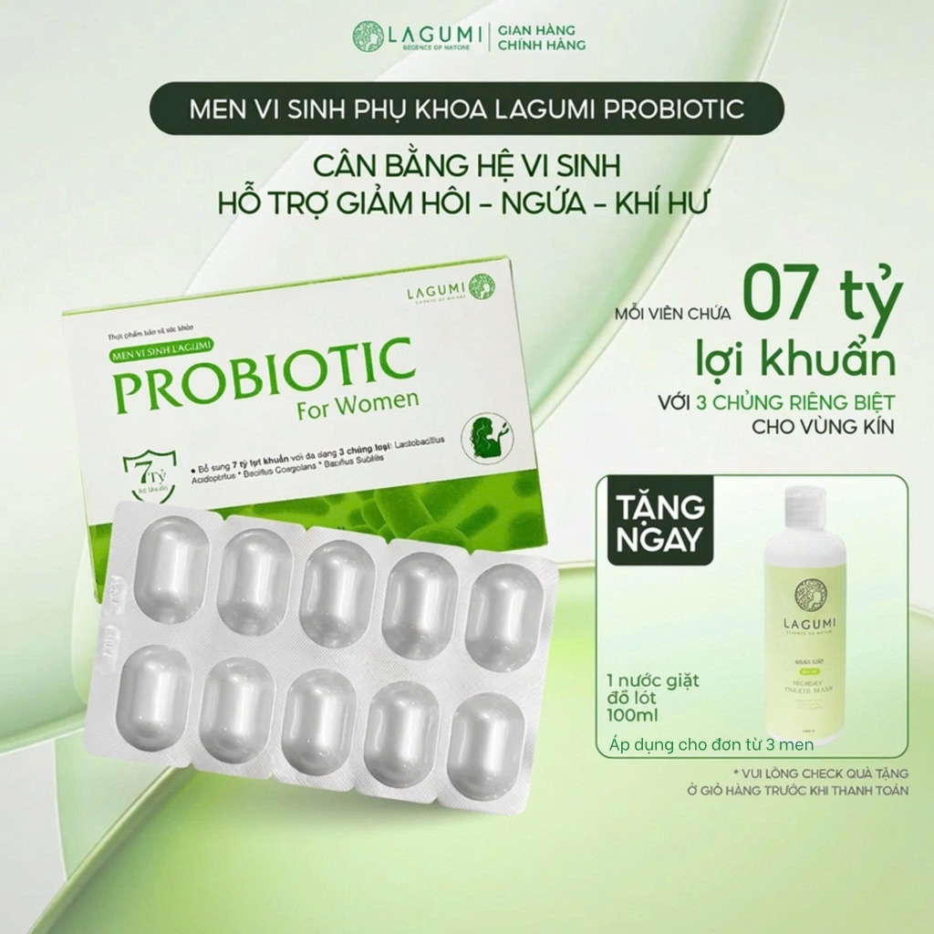 LAGUMI Probiotic For Women Hộp 10 Viên 7 Tỷ Lợi Khuẩn - Hỗ Trợ Cân Bằng Hệ Vi Sinh, Khí Hư Phụ Nữ