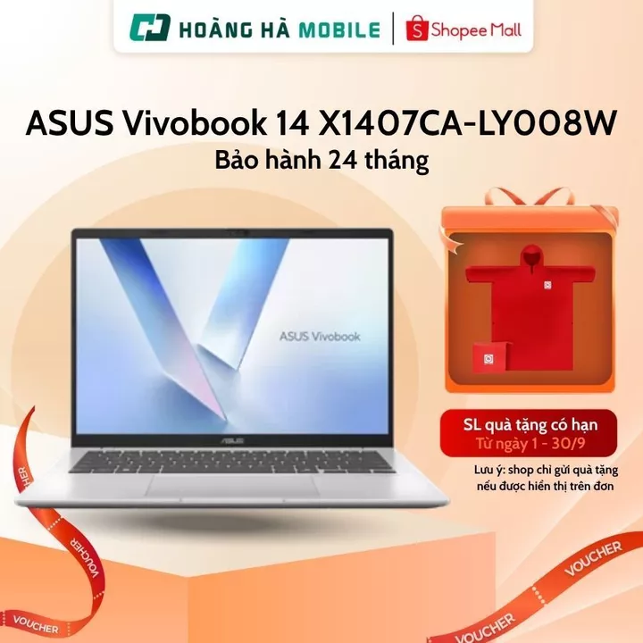 Laptop ASUS Vivobook 14 X1407CA-LY008W (Core Ultra 5 225H/16GB DDR5/512GB SSD/Intel Graphics/14"WUXGA/Win 11/Bạc)