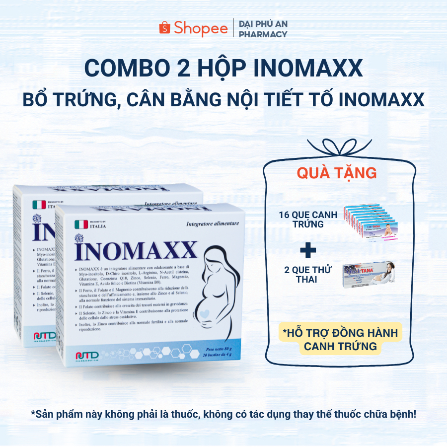 Bổ Trứng Inomaxx Cho Phụ Nữ Đa Nang Cân Bằng Nội Tiết Tố Tăng Khả Năng Thụ Thai Tự Nhiên - 20 Gói