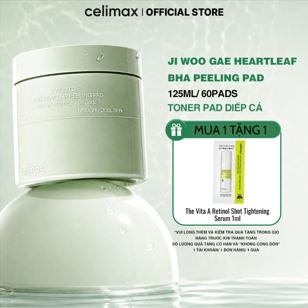 Toner Pad Tẩy Tế Bào Chết Celimax Ji Woo Gae Heartleaf BHA Peeling Pad 125ml/ 60pads [1]