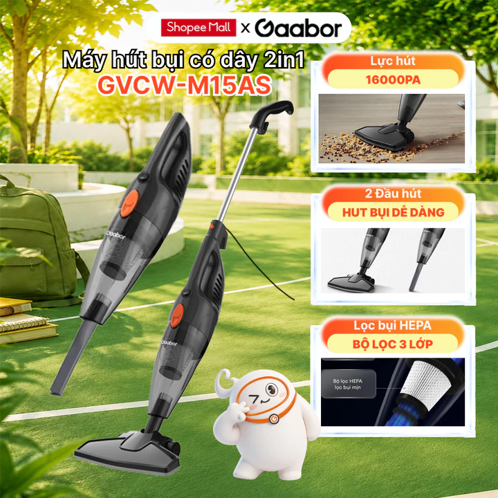 [ĐA KHO] Máy hút bụi cầm tay Gaabor GVCW-M15AS có dây lực hút 16000Pa thiết kế nhỏ gọn 2in1