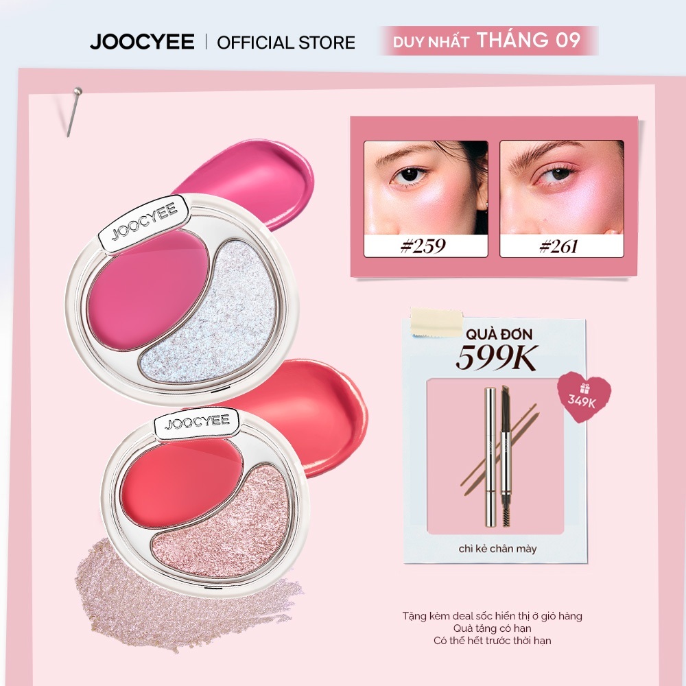 [NEW] Kem má hồng 2 màu JOOCYEE Cream Blush & Highlighting Duo mịn mướt dễ tán bắt sáng