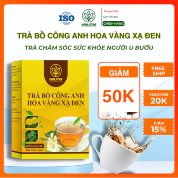 Trà Bồ Công Anh Hoa Vàng Xạ Đen Hanlatra- Trà Chăm Sóc Sức Khỏe U Bướu, 1 Hộp 60 túi lọc