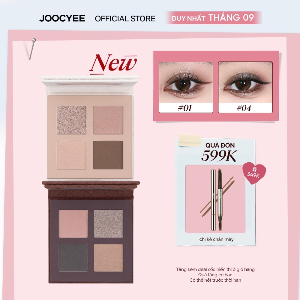 [NEW] Bảng mắt 4 ô mini JOOCYEE MINI QUAD EYESHADOW bảng màu sang trọng, dễ dùng cho người mới makeup