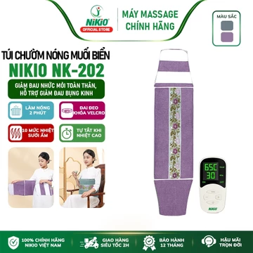 [Tặng 2 miếng thảo dược] - Đai Chườm Ấm Muối Biển Nikio NK-202 - 10 Mức Nhiệt Sưởi Ấm Hỗ Trợ Giảm Đau Bụng Kinh