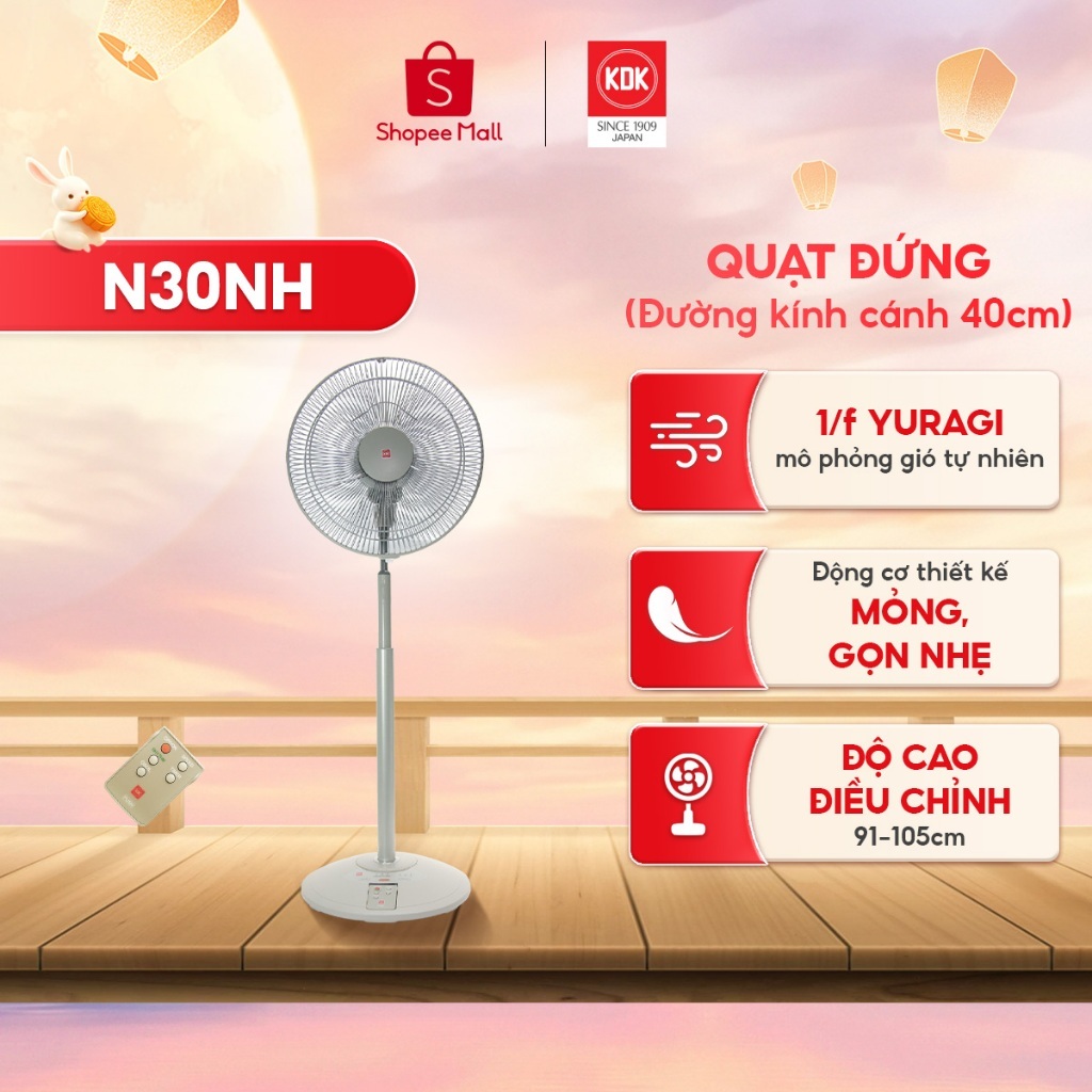 Quạt đứng KDK N30NH cánh nhựa, 3 tốc độ gió, 5 cánh 40cm, bảo hành chính hãng 24 tháng | BigBuy360 - bigbuy360.vn