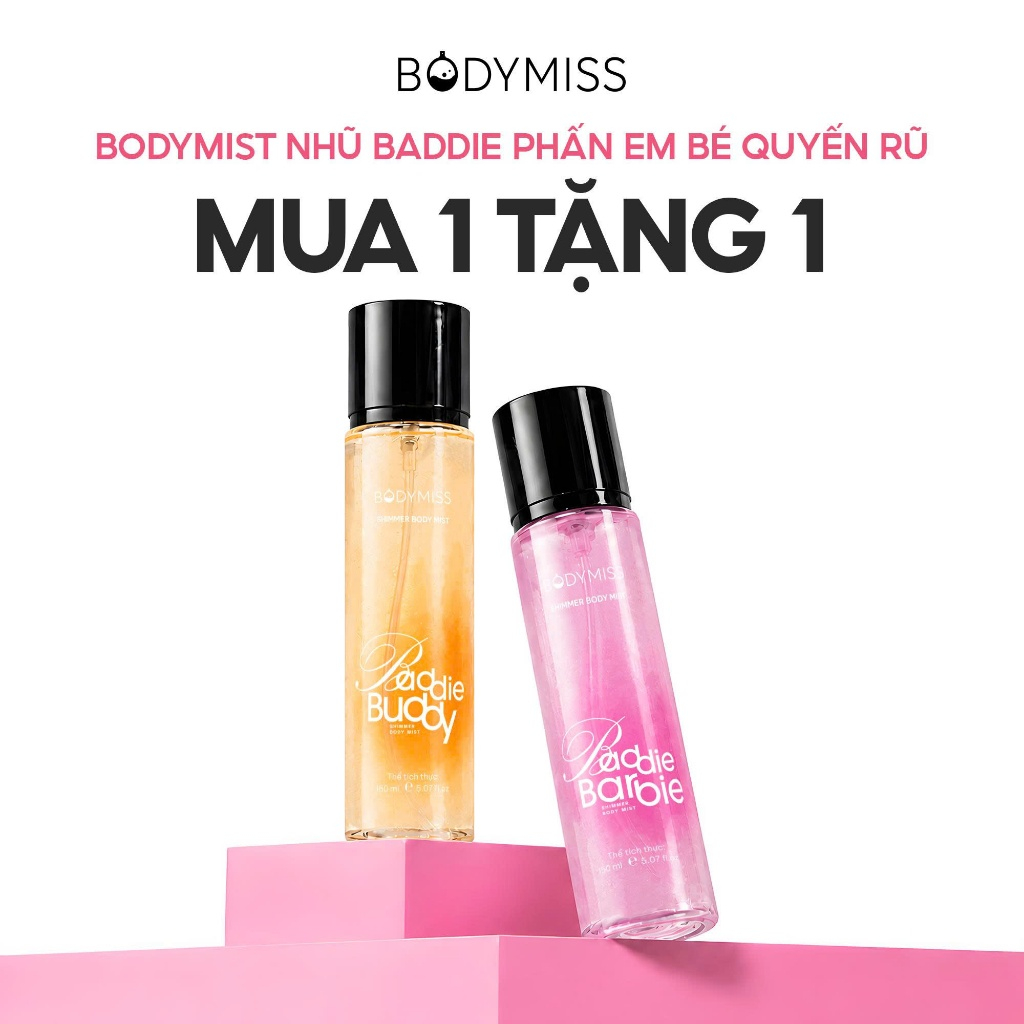 [MUA 1 TẶNG 1] Nước Hoa Body Mist Xịt Thơm BODYMISS Baddie Barbie Mùi Phấn Em Bé Có Nhũ