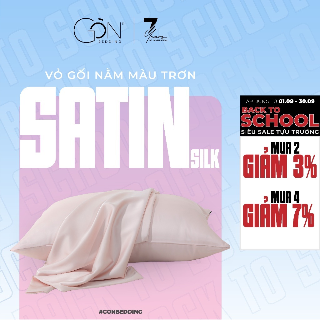 01 Vỏ Gối Nằm Gòn Bedding Lụa Satin Premium Cao Cấp Khoá Kéo Màu Trơn 50x70 cm