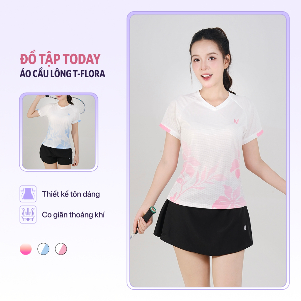 [New Arrival] Áo thể thao cầu lông nữ T-Flora thoáng khí chất liệu cao cấp siêu nhẹ cùng họa tiết Hoa nữ tính trẻ trung