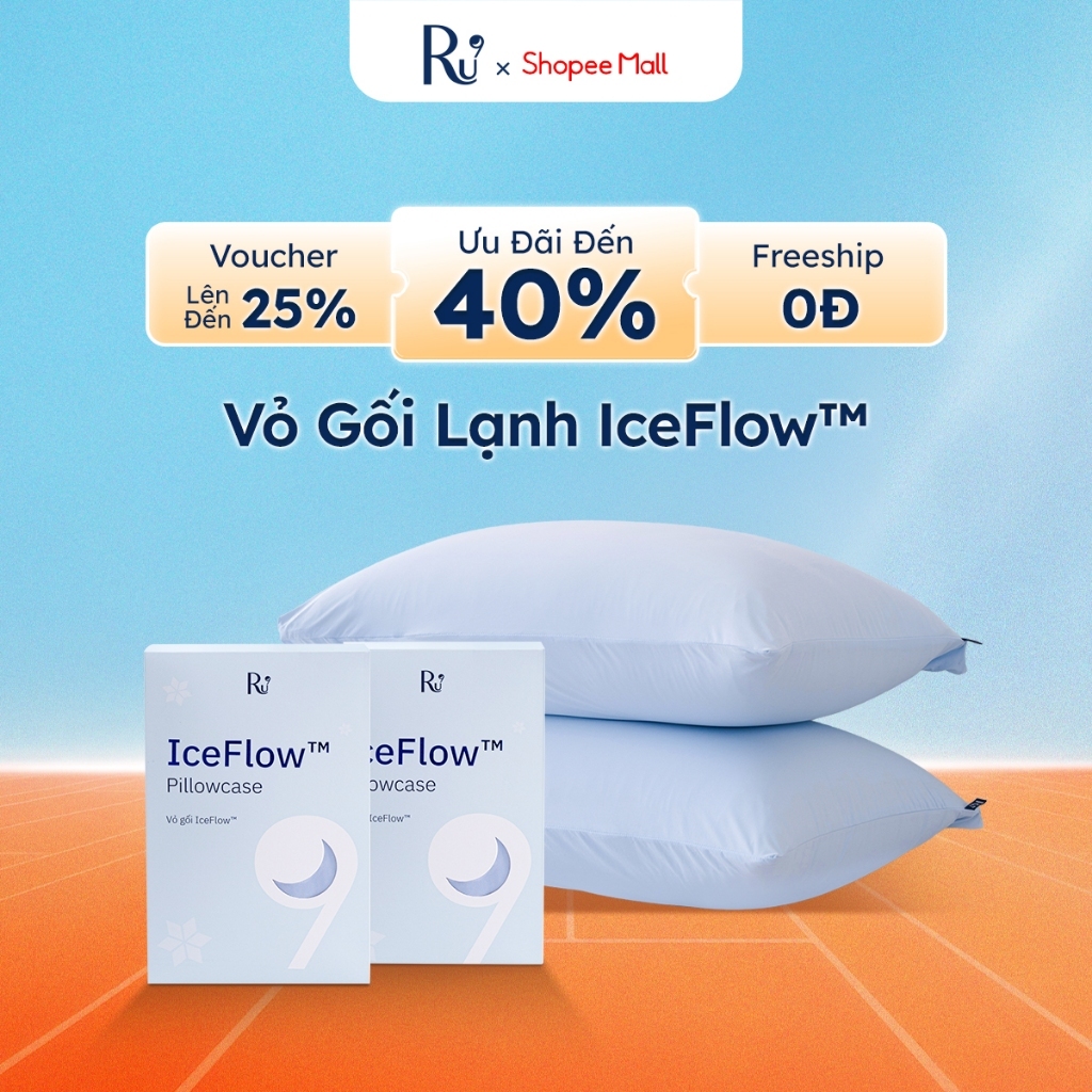 [MỚI RA MẮT] Vỏ Gối Lạnh IceFlow™ Ru9 | Công Nghệ Làm Mát Tức Thì | Mềm Mịn - Thoáng Khí | Bộ 2 Vỏ Gối | 4 Màu Sắc