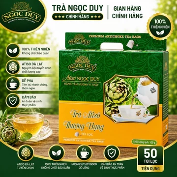 Trà Atiso Đà Lạt Ngọc Duy Thượng Hạng 50 Túi Lọc - Trà Cao Cấp 60% Hoa Giúp Thanh Nhiệt, Đẹp Da (Chuẩn FDA & ISO)