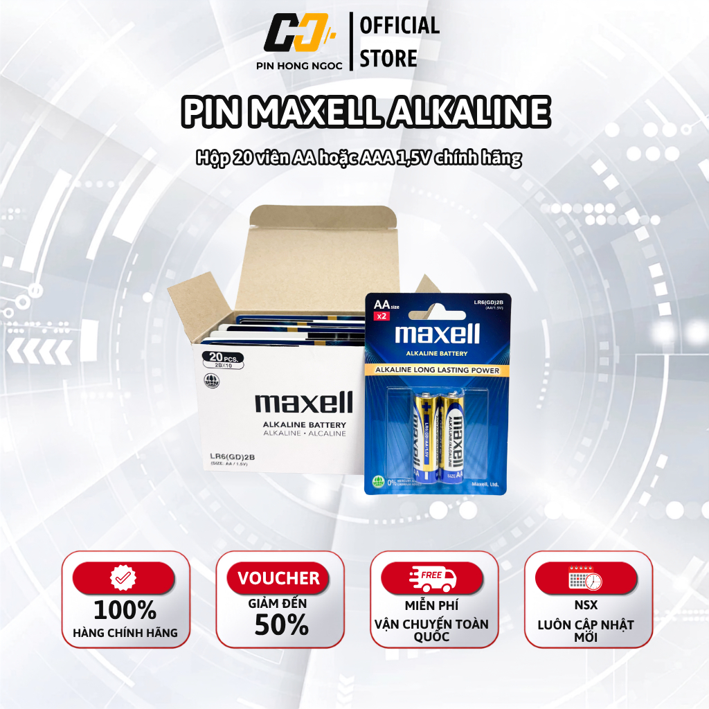 Hộp 20 Viên Pin Maxell Alkaline AA AAA 1.5V Chính Hãng - Pin 2A 3A