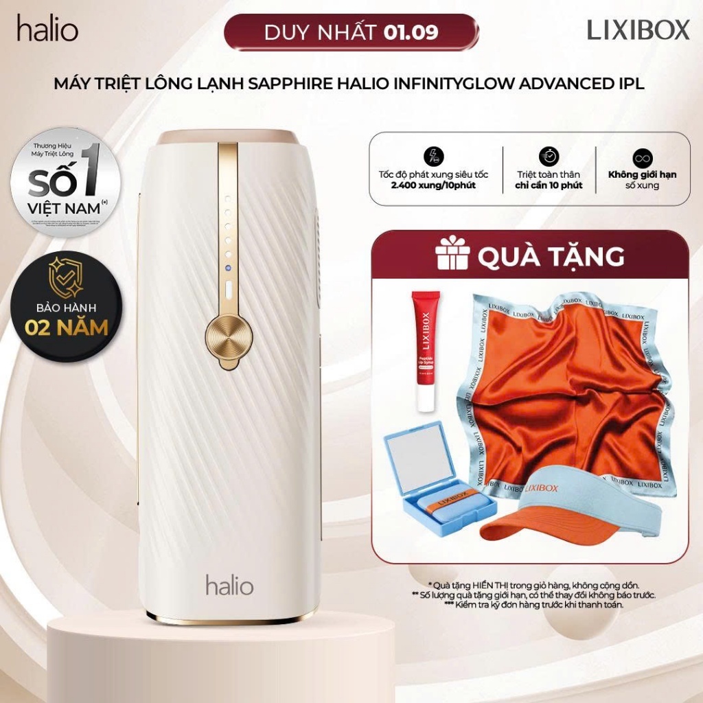 [KOL] Máy Triệt Lông Lạnh Sapphire Halio InfinityGlow Advanced IPL Cooling Hair Removal Device