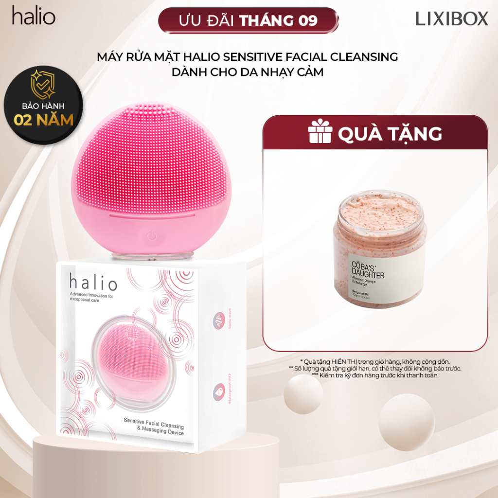 Máy Rửa Mặt Halio Sensitive Facial Cleansing Massaging Device - Dành Cho Da Nhạy Cảm