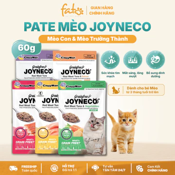 Pate Cho Mèo, Pate Joyneco Catty Man Vị Cá Ngừ Gói 60g, Pate Joyneco Đủ Vị Bổ Sung Dinh Dưỡng Cho Mèo | Fato