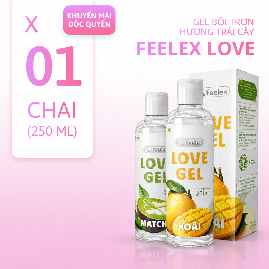 Gel bôi trơn an toàn khi nuốt phải nam nữ 5 hương vị FEELEX LOVE GEL Original/Xoài/Dưa lưới/Matcha/Chocomilk 250ml