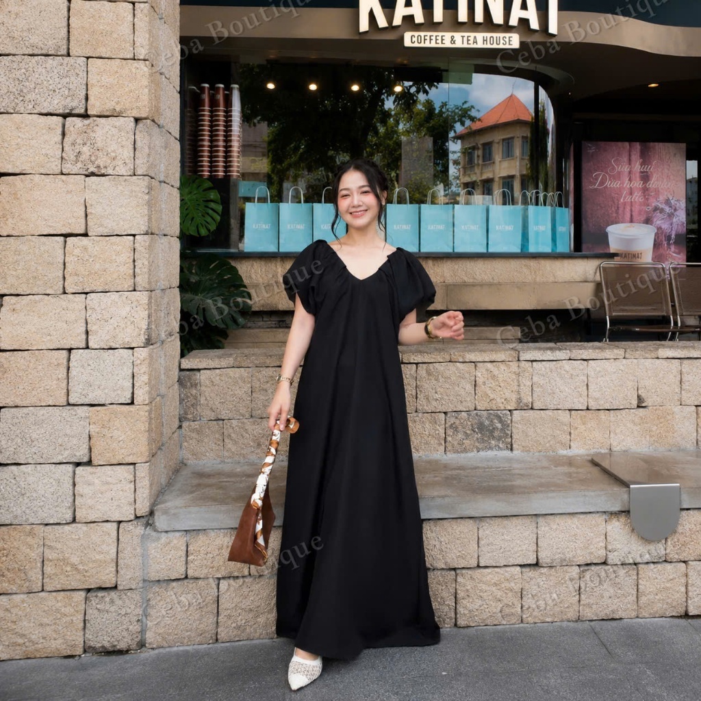 Đầm Cánh Dơi Nhún Chất Vải Xược, Váy Dáng Dài Thiết Kế Sang Trọng Thời Trang Dễ Mặc D266 CEBA BOUTIQUE | BigBuy360 - bigbuy360.vn