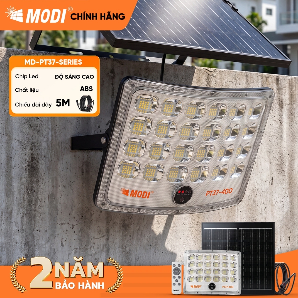 Đèn Pha LED Bề Mặt Cong Năng Lượng Mặt Trời MODI SOLAR Ánh Sáng Trắng, Độ Sáng Cao