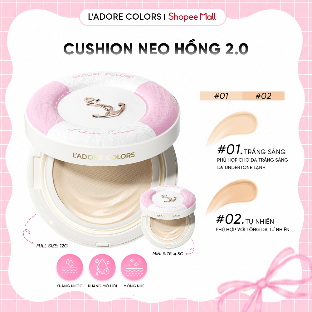 Phân Nước L'ADORE COLORS Neo Hồng 2.0 Cushion Mỏng Nhẹ Che Phủ Bền Màu Lâu Trôi