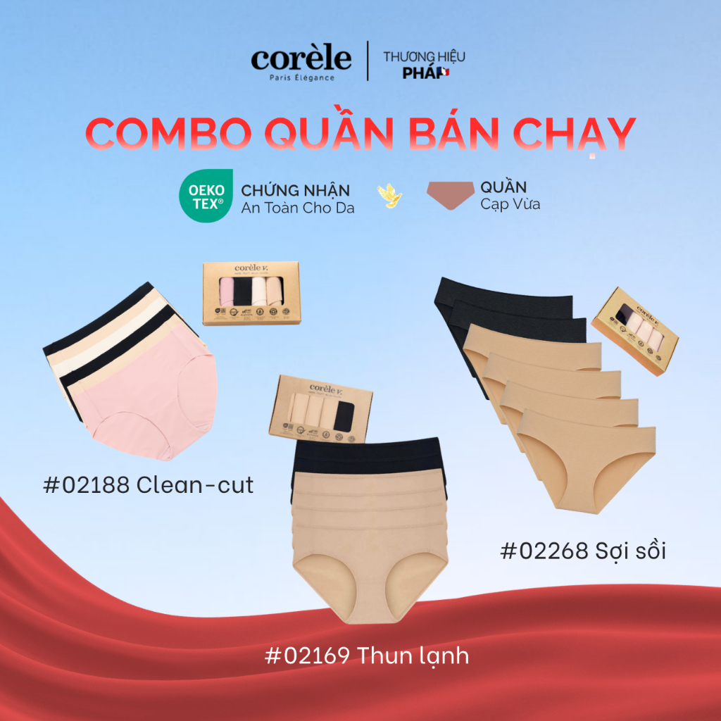 [COMBO 6 TIẾT KIỆM] Quần Lót  Nữ Không Viền Clean Cut Tàng Hình, Sợi Sồi Kháng Khuẩn, Thun Lạnh Mịn Mát  chuẩn OEKO-TEX