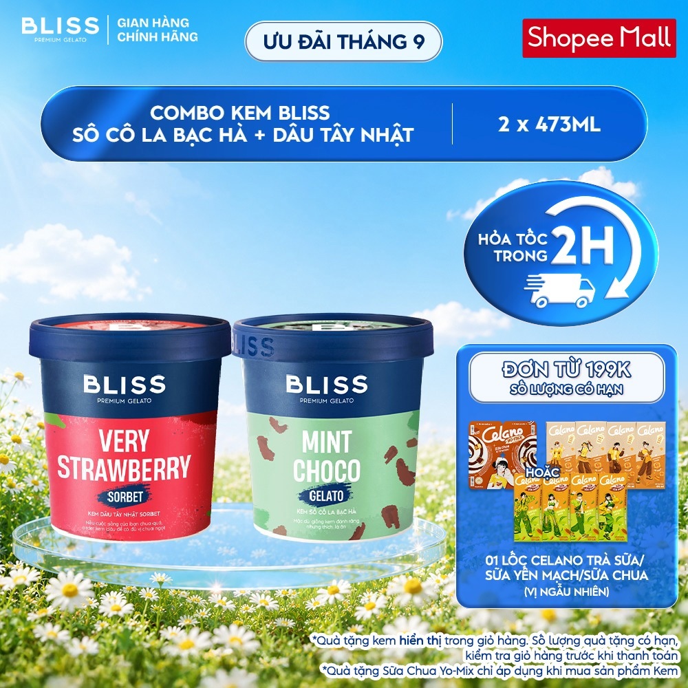 [KOL Tier 1] [Hỏa tốc HN/HCM] [VỊ TỰ CHỌN] Combo 2 Kem BLISS Nhiều Vị Hộp 473ml