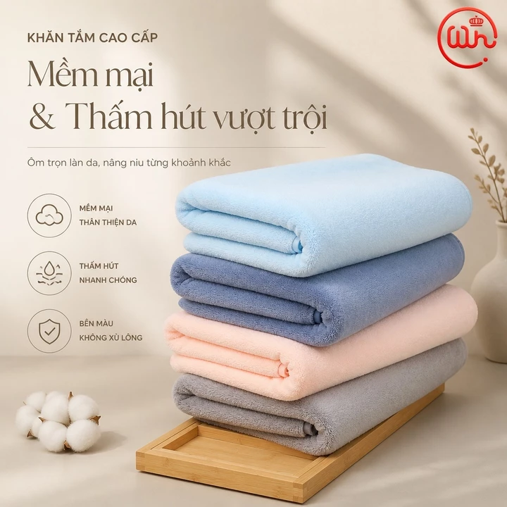 Khăn Tắm Mềm Như Mây Cực Đại 140x70cm Siêu Thấm Hút Nhanh Khô Mềm Mịn Thoáng Khí Không Xù Lông Dành Cho Nữ & Gia Đình