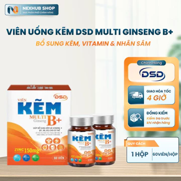 Viên Uống Kẽm DSD Multi Ginseng B+ Plus 150mg Hộp 60 Viên - Vitamin B & Nhân Sâm - Bổ Sung Kẽm, Tăng Cường Sức Khỏe