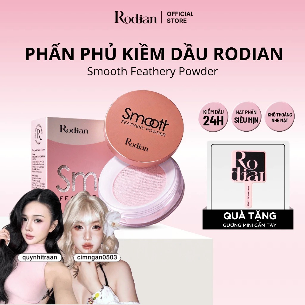 Phấn Phủ Bột Rodian Smooth Feathery Powder 10g - Kiềm Dầu, Chống Nước Và Không Mốc Nền