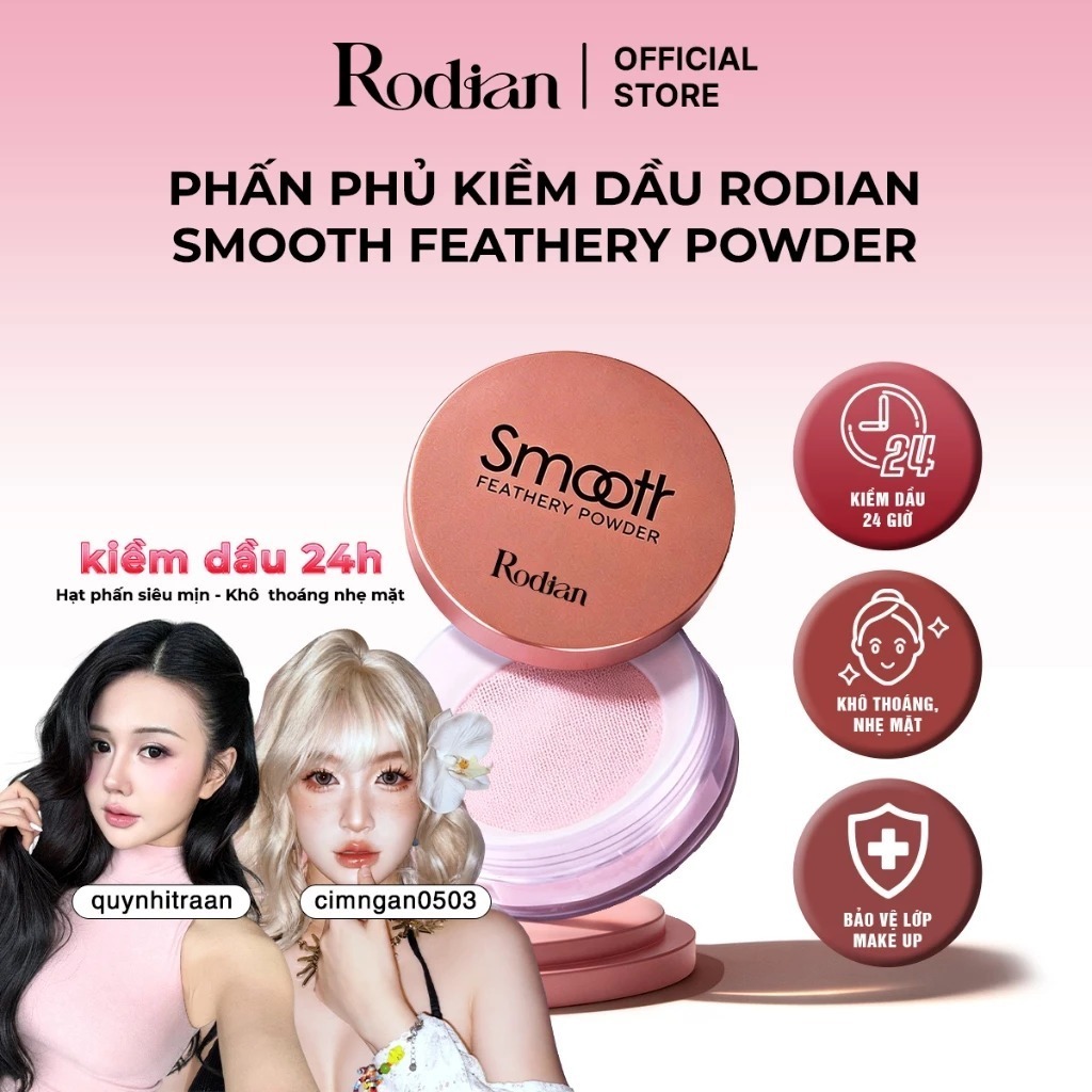 Phấn Phủ Bột Kiềm Dầu Rodian Smooth Feathery Powder 10g - Nâng Tone Rạng Rỡ, Chống Mốc Nền