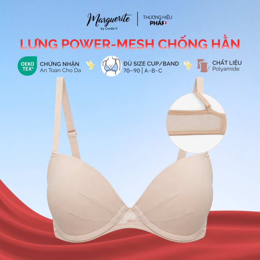 [BẢN CẢI TIẾN] Áo lót nữ không gọng đệm vừa 2cm, lưng phối lưới power-mesh thoáng khí, chuẩn OEKO-TEX | CORÈLE 21144-1