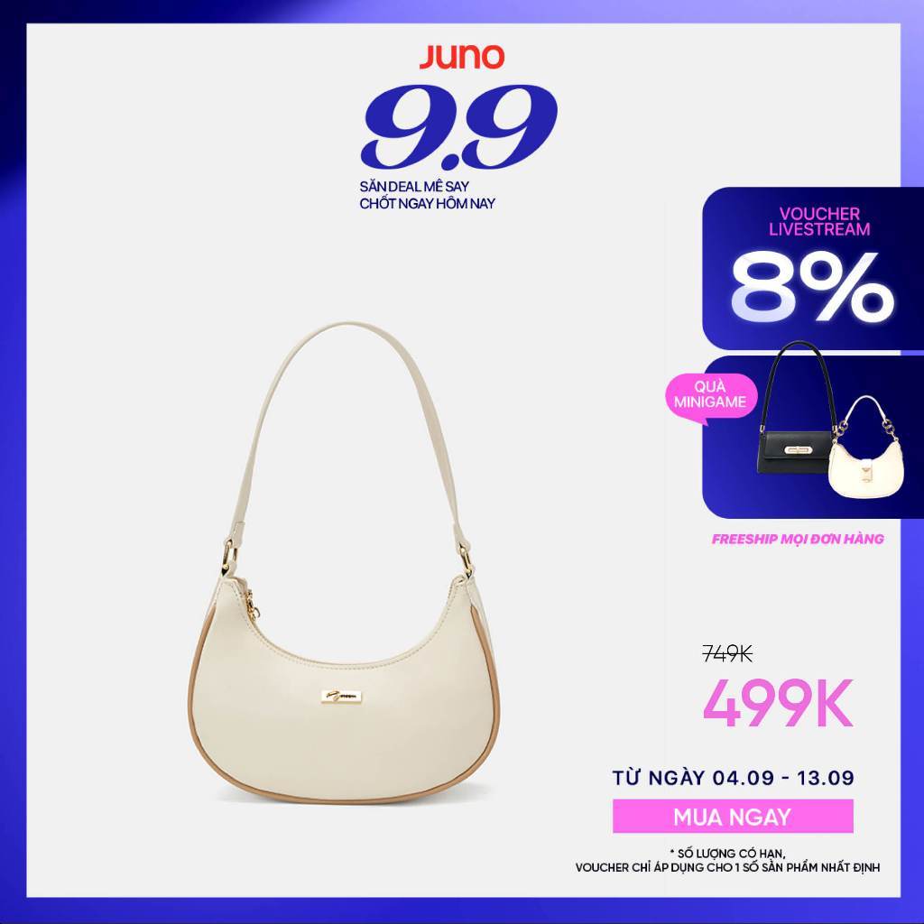 Túi Xách Nữ Thời Trang JUNO Cỡ Nhỏ Hobo Đeo Vai Logo Handwriting TXN818