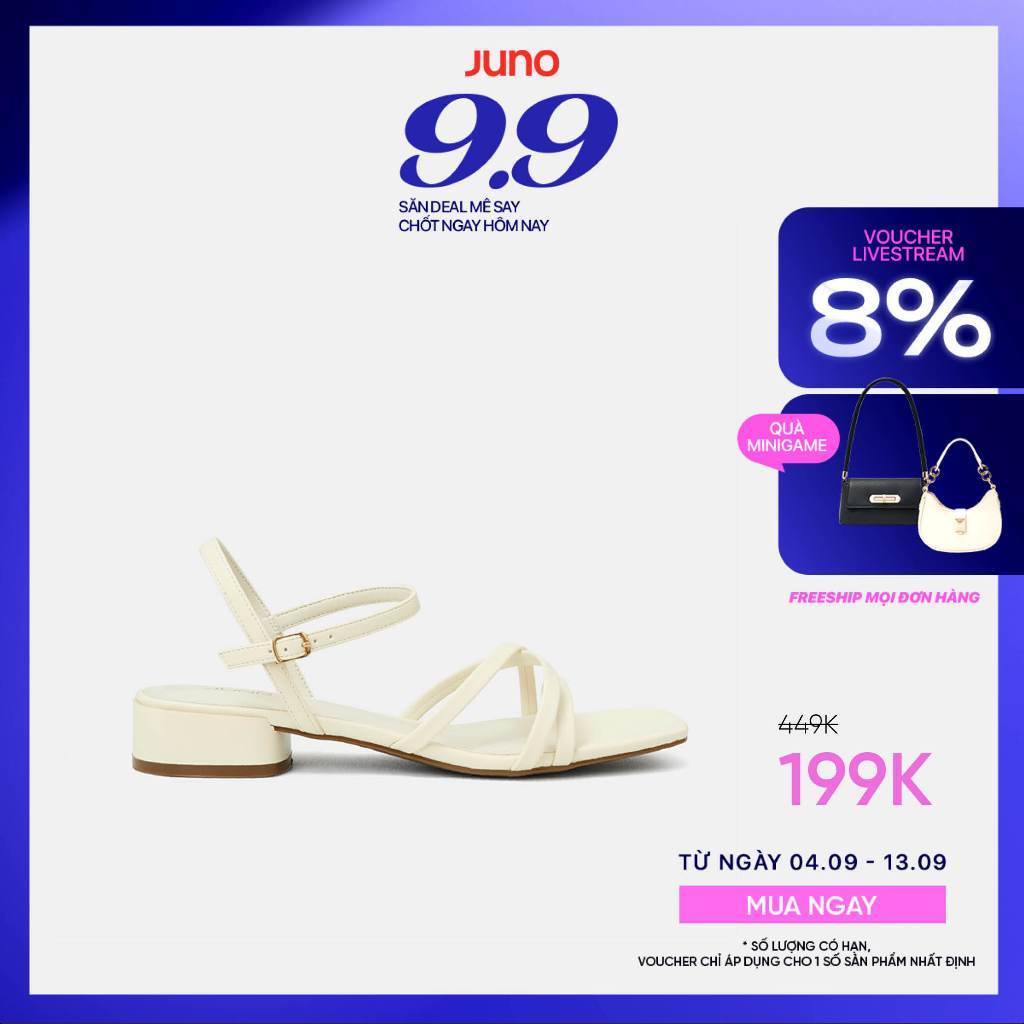 Giày Sandal Nữ 3cm Thời Trang JUNO Gót Thấp Quai Chéo SD03074
