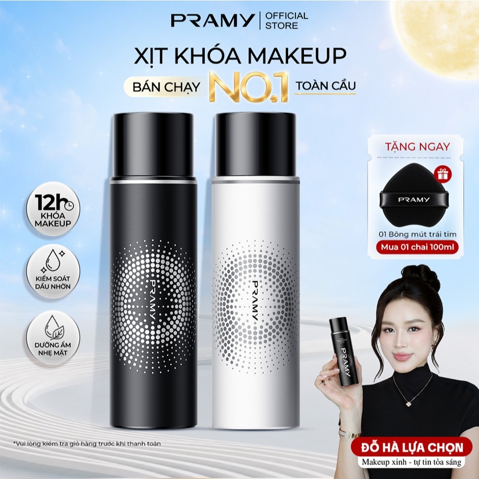 [BEST SELLER] PRAMY Xịt Khóa Nền Makeup Tia Sương Mềm Mại Giúp Khóa Chặt Lớp Trang Điểm Phù Hợp Mọi Loại Da 100ml