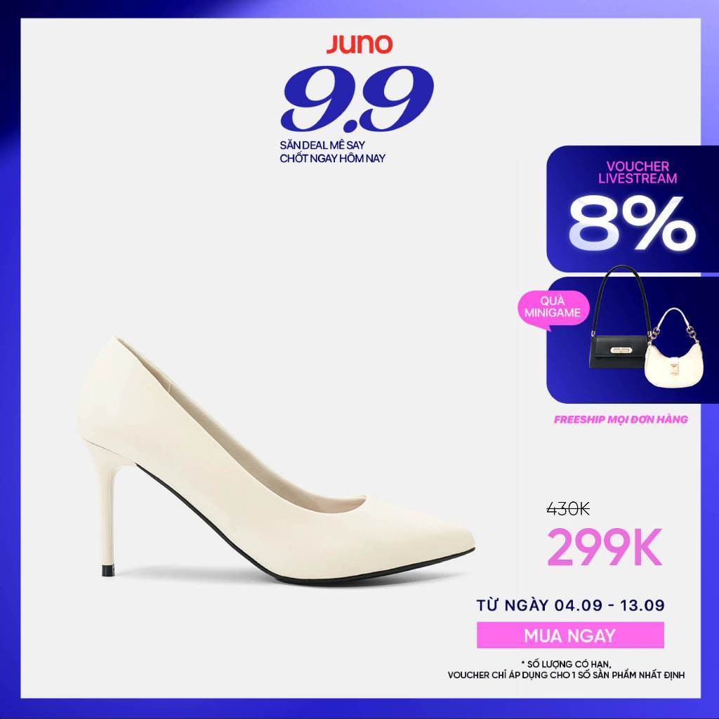 Giày Cao Gót Nữ 9cm Thời Trang JUNO Mũi Nhọn CG09104