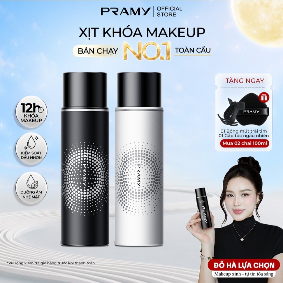 [CHÍNH HÃNG] COMBO Xịt Cố Định Makeup PRAMY Giữ Nền Lâu Trôi Dưỡng Ẩm Kiềm Dầu Phù Hợp Mọi Loại Da 100ml*2
