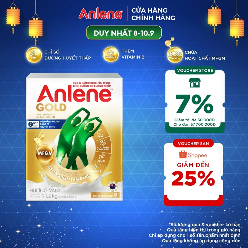 Sữa bột Anlene Gold hương Vani lon 1,2kg ít béo, chỉ số đường huyết thấp giúp tăng cường cơ xương khớp chắc khỏe,dẻo dai — ảnh 1