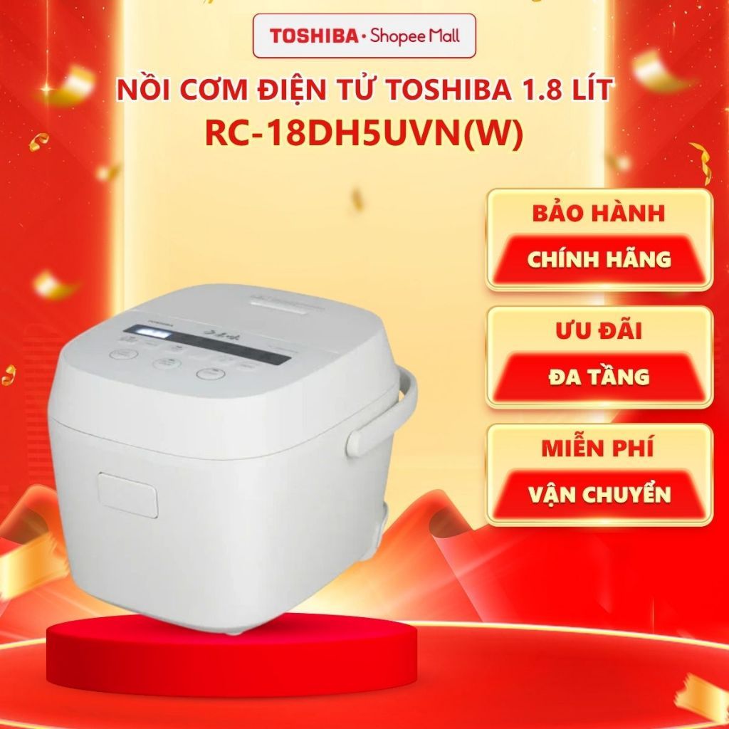 [BẢNG ĐIỀU KHIỂN TIẾNG VIỆT] Nồi cơm điện tử Toshiba 1.8 lít RC-18DH5UVN(W) Umami Series - Bảo hành 12 tháng